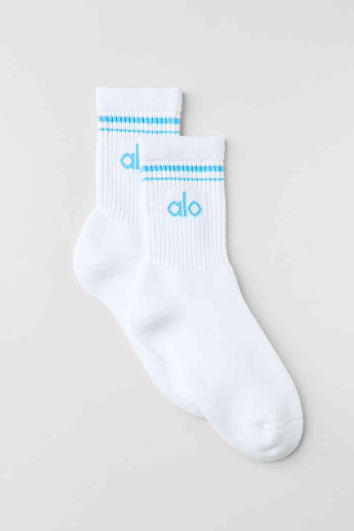 Chaussette Mi-Mollet Unisexe Throwback - Blanc/Bleu Azur