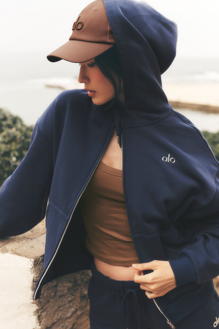 Sweat Zippé à Capuche - Marine